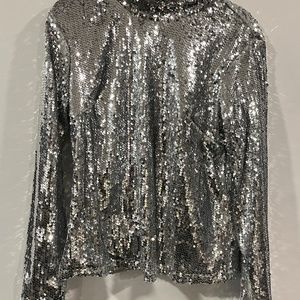Silver Sequin Turtle neck